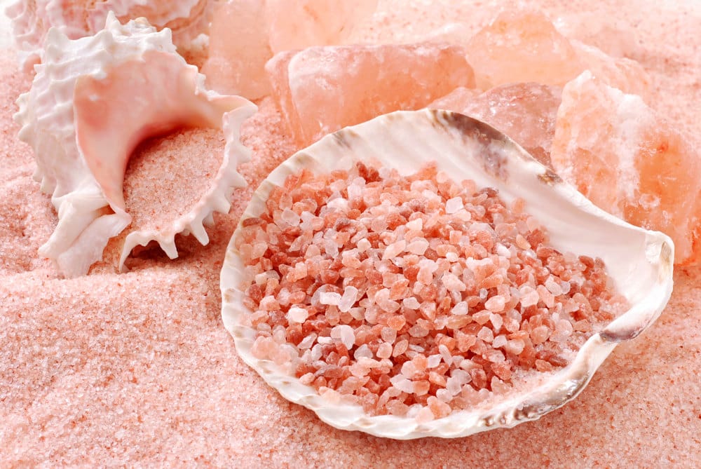 of Himalayan Pink Salt Crystals and Fine Powder