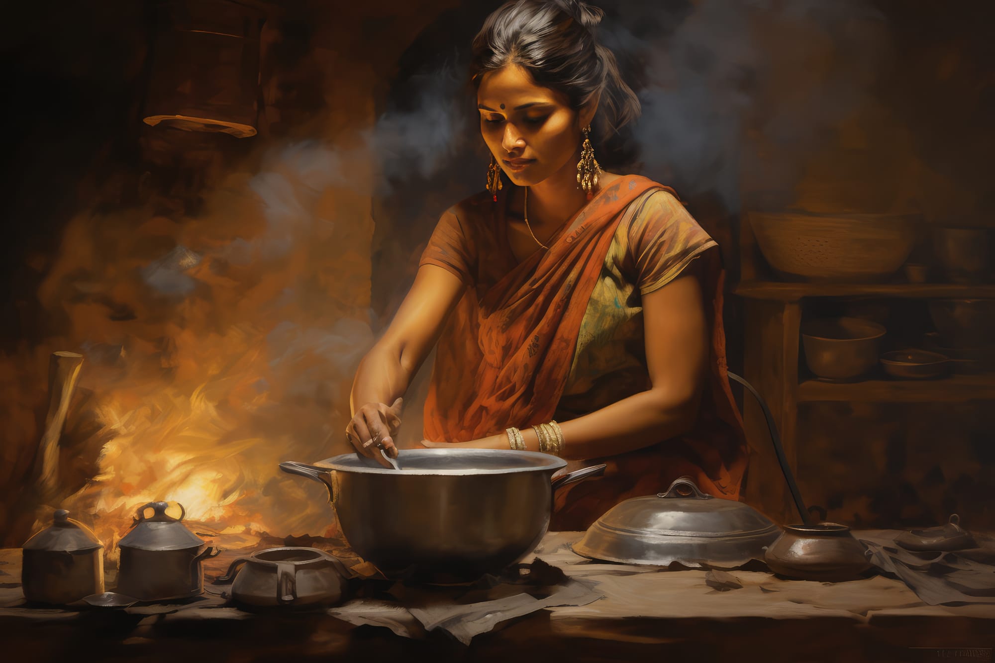 traditional cooking in ancient India